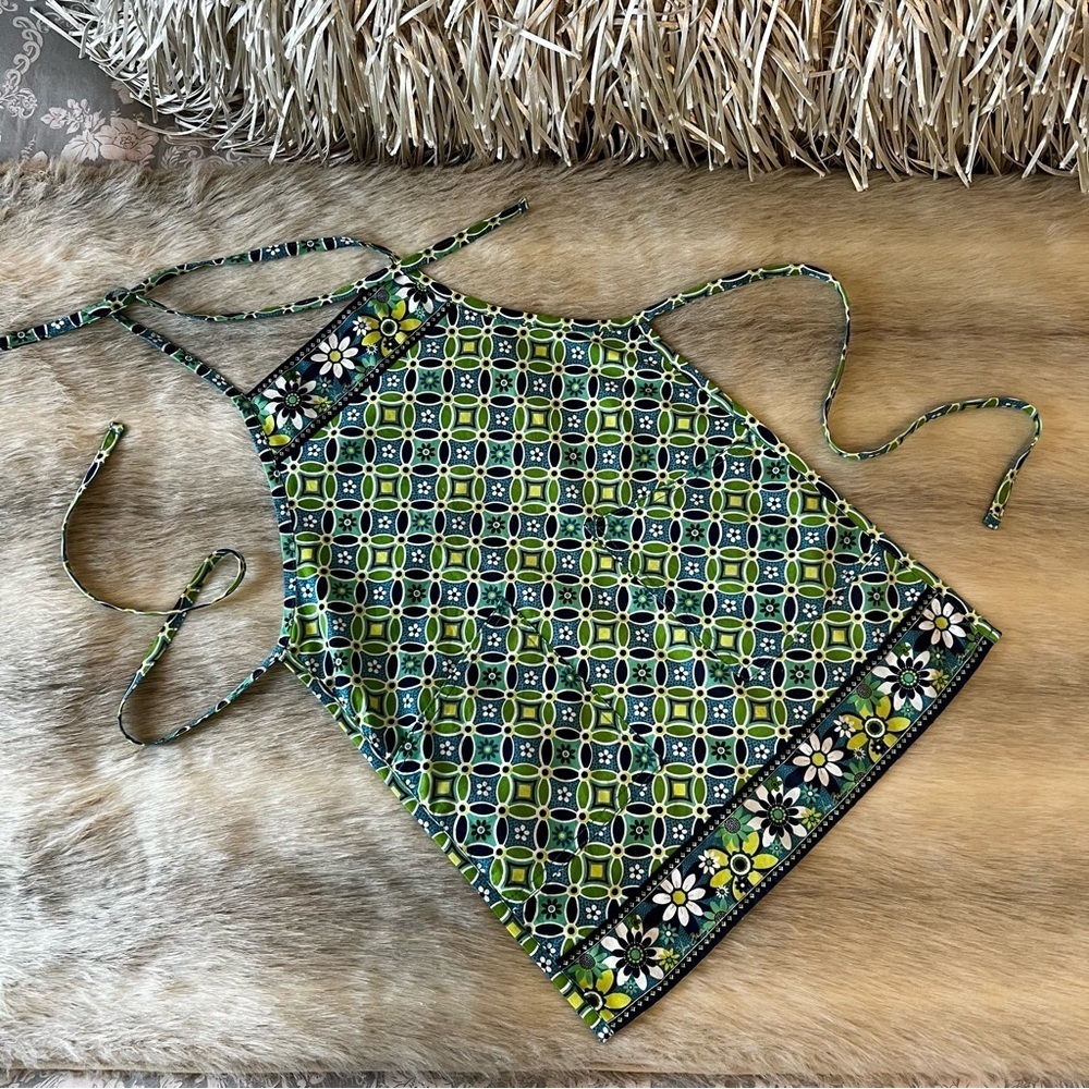 VERA BRADLEY Daisy Daisy 2008 Child’s Apron Tie Neck & Waist Pockets Y2K Green